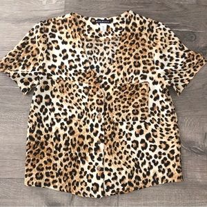 Leopard Print short sleeve blouse